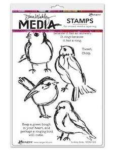 Dina Wakley Media - Cling Stamp - Scribbly Birds
