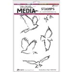 Dina Wakley Media - Cling Stamp - Scribbly Birds in Flight