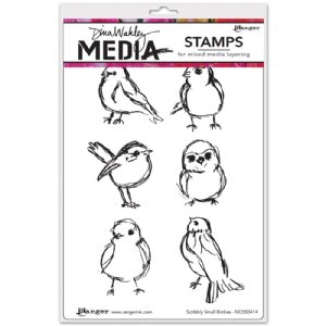Dina Wakley Media - Cling Stamp - Scribbly Small Birdies