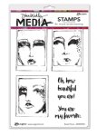 Dina Wakley Media - Cling Stamp -  Boxed Faces