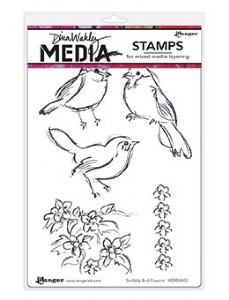 Dina Wakley Media - Cling Stamp - Scribbly Bird Cousins