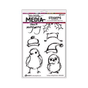 Dina Wakley Media - Cling Stamp - Scribbly Holiday Birdie 2