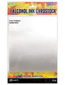 Tim Holtz - Alcohol Ink Surfaces - Cardstock Brushed Silver (5x7)