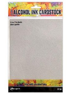 Tim Holtz - Alcohol Ink Surfaces - Cardstock Silver Sparkle (5x7)