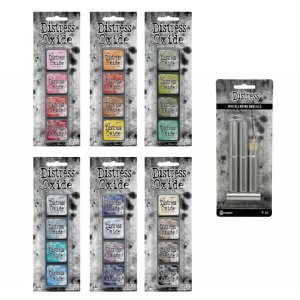 Tim Holtz - Distress Mini Oxide Ink Pads & Blending Brush Bundle