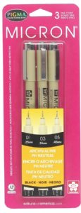 Pigma - Micron Pen Set - Black (3pc - sizes 01,03,06) 