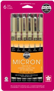 Sakura - Pigma Micron Pen Set - Black (6 pc)