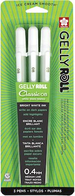 Gelly Roll - Classic Pen Set - 08 Medium - White (3 pk)