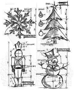 Tim Holtz Stamp - Cling - Christmas Blueprint