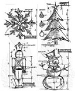 Tim Holtz Stamp - Cling - Christmas Blueprint