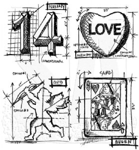Tim Holtz Stamp - Cling Stamp - Valentine Blueprint