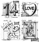 Tim Holtz Stamp - Cling Stamp - Valentine Blueprint