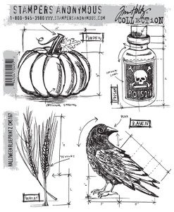 Tim Holtz Stamp - Cling - Halloween Blueprint 2