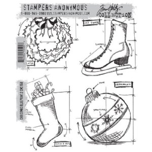 Tim Holtz Stamp - Cling - Christmas Blueprint 2