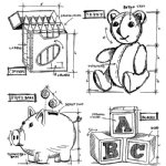 Tim Holtz Stamp - Cling - Childhood Blueprint