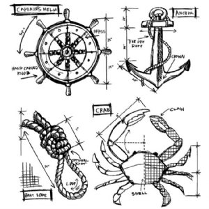 Tim Holtz Stamp - Cling - Mariner Blueprint