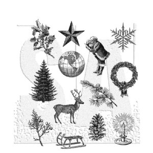 Tim Holtz - Cling Stamp - Holiday Things