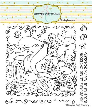 Colorado Craft Company - Clear Stamp - Mermaid & Whale