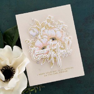 Spellbinders - Glimmer Hot Foil Plate - Anemone Blooms - Hello, Friend Sentiments