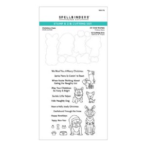 Spellbinders - Clear Stamp & Die Set - Holiday Cheer Enclosed - Christmas Pups