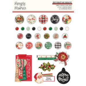 Simple Stories - Decorative Brads - Simple Vintage Dear Santa