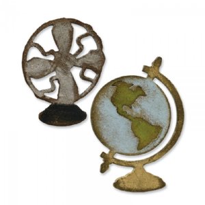 Tim Holtz - Dies - Vintage Fan and Globe