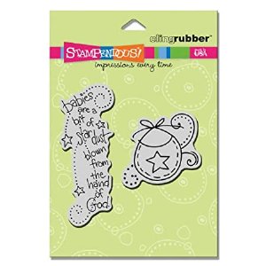 Stampendous - Cling Stamp - Baby Stardust Bib Set