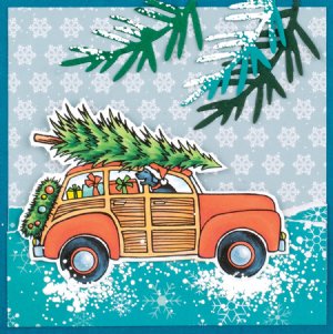 Stampendous - Wood Stamp - Christmas Station Wagon