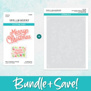 Spellbinders - Dies & Stencil Bundle - Layered Merry Christmas Foliage