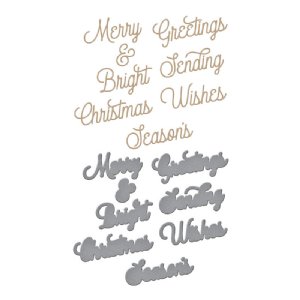 Spellbinders - Glimmer Hot Foil Plate & Die Set, Glimmer Greetings - Merry Glimmer Sentiments