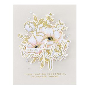 Glimmer - Hot Foil Plate - Anemone Blooms - Inside Card Glimmer Sentiments