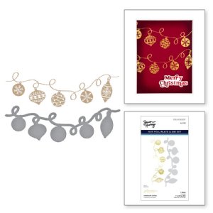 Spellbinders - Glimmer Hot Foil Plate & Die Set, Joyful Christmas - Ornament String