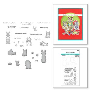 Spellbinders - Clear Stamp & Die Set - Holiday Cheer Enclosed - Christmas Pups