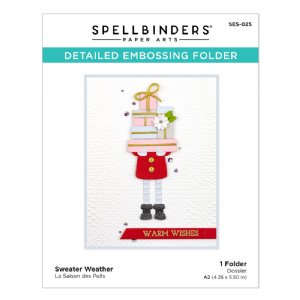 Spellbinders - Embossing Folder - Be Merry - Sweater Weather