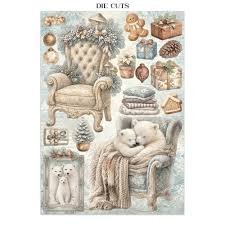 Stamperia - Junk Journal Backgrounds, Stickers, Cut Outs - White Christmas