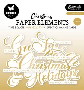 Studio Light - Paper Elements Sentiments - Christmas & Winter Gold Classic
