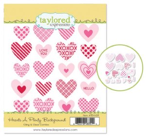 Taylored Expressions - Cling & Clear Stamp Combo - Hearts a Plenty