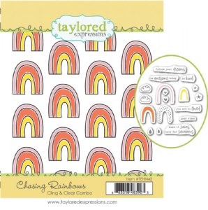 Taylored Expressions - Cling & Clear Stamp Combo - Chasing Rainbows
