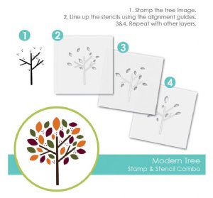 Taylored Expressions - Stamp & Stencil Combo - Modern Tree