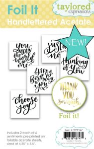 Taylored Expressions - Foil It Acetate - Handlettered Sentiments