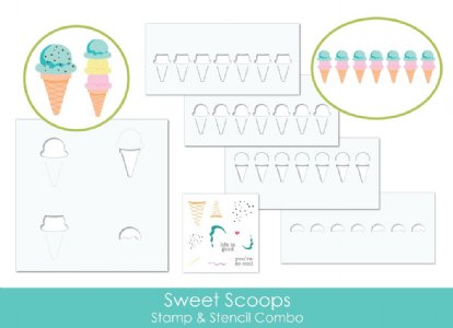 Taylored Expressions - Stencil & Clear Stamp Combo - Sweet Scoops